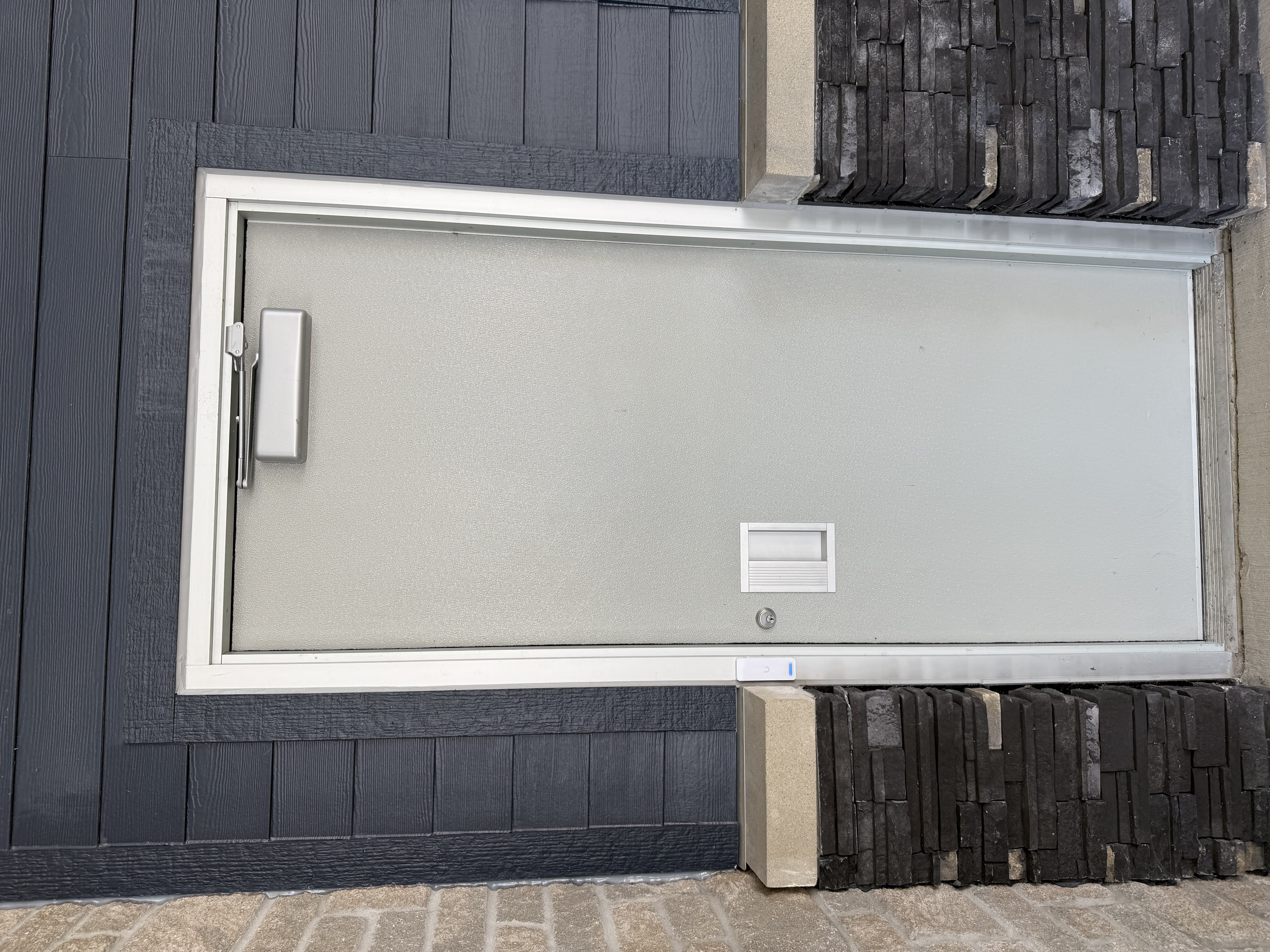 Finished electronic access control reader at Four Seasons Pavilion in Port Austin, Michigan