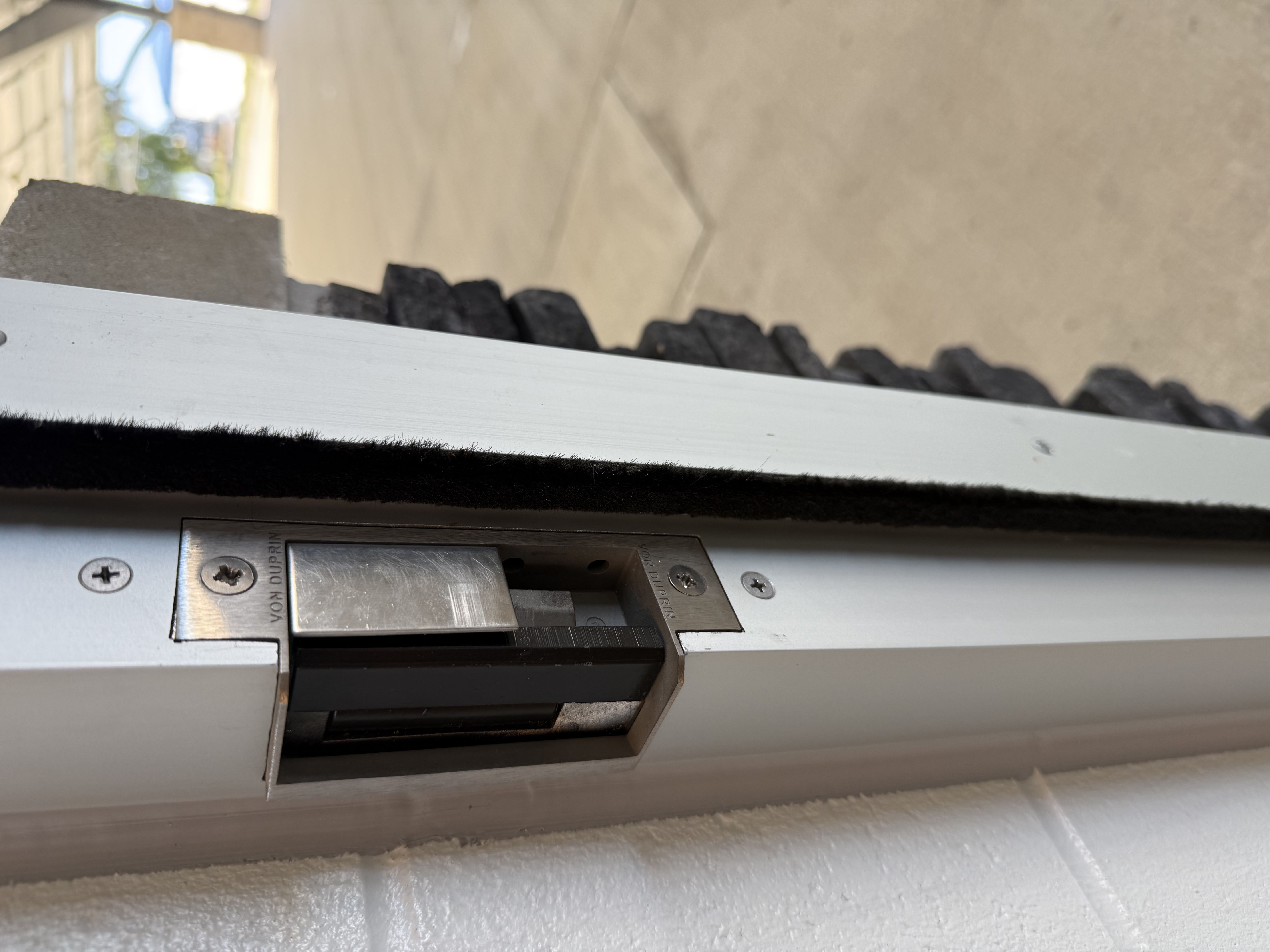 Electronic door strike installed for commercial access control